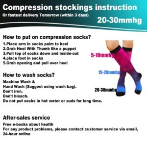 5 Pairs Graduated Compression Socks for Women&Men 20-30mmhg Knee High Socks Compression Stockings Athletic Socks(Multicoloured 1, Large/X-Large(US SIZE))