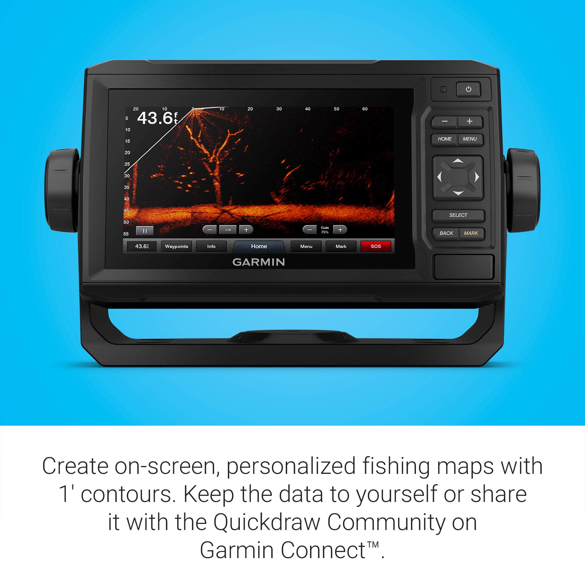 Garmin ECHOMAP UHD 63cv, Keyed Chartplotter with U.S. LakeVü g3 and GT24UHD-TM transducer