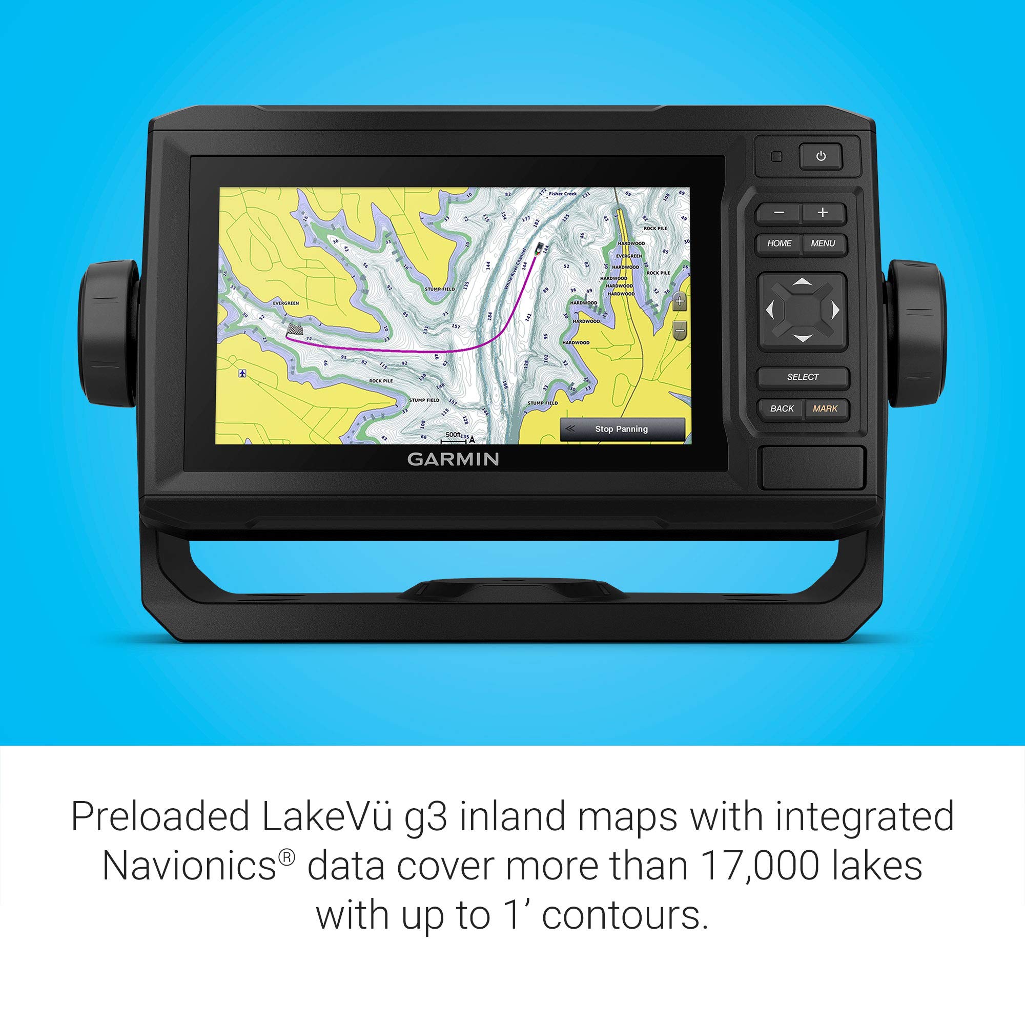 Garmin ECHOMAP UHD 63cv, Keyed Chartplotter with U.S. LakeVü g3 and GT24UHD-TM transducer