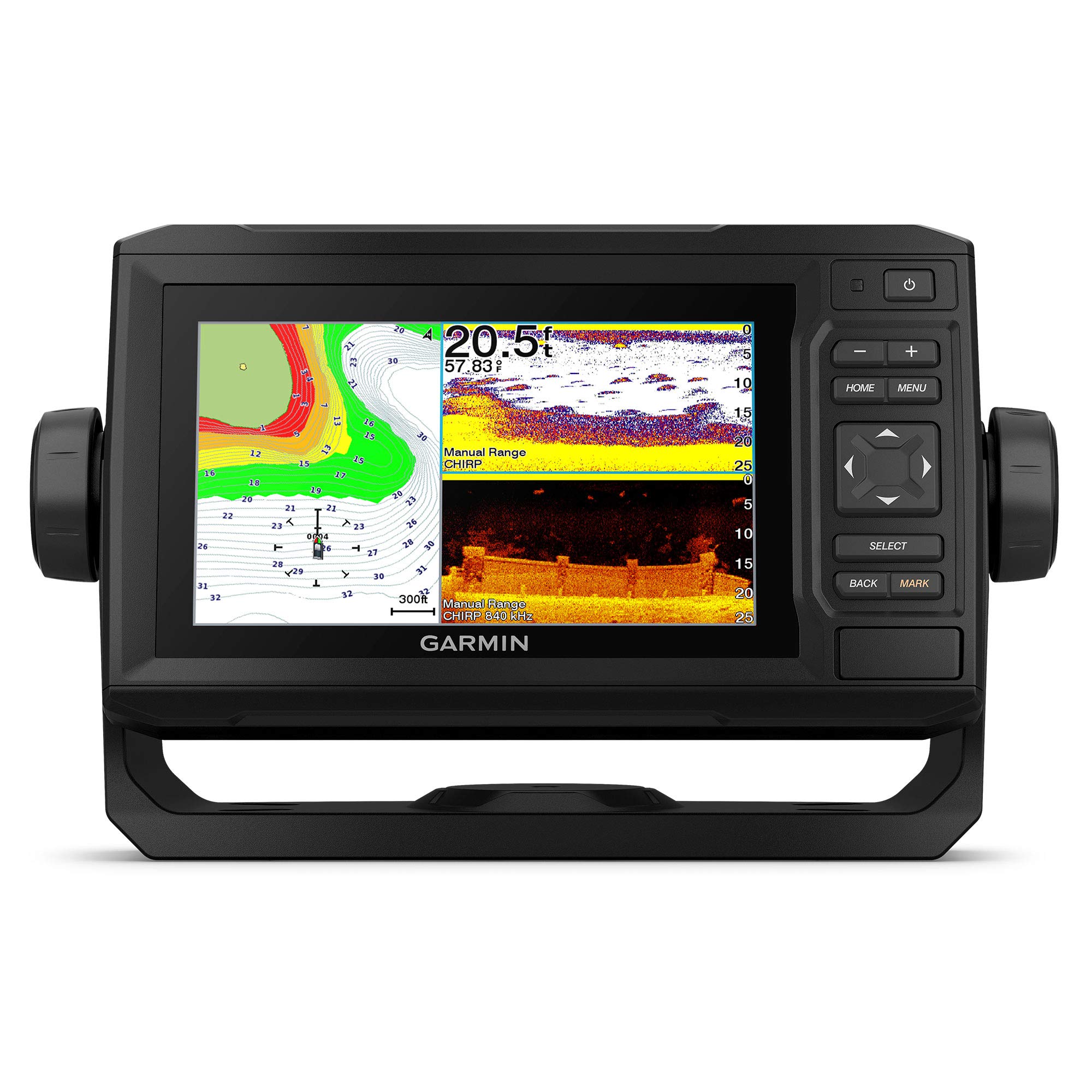 Garmin ECHOMAP UHD 63cv, Keyed Chartplotter with U.S. LakeVü g3 and GT24UHD-TM transducer