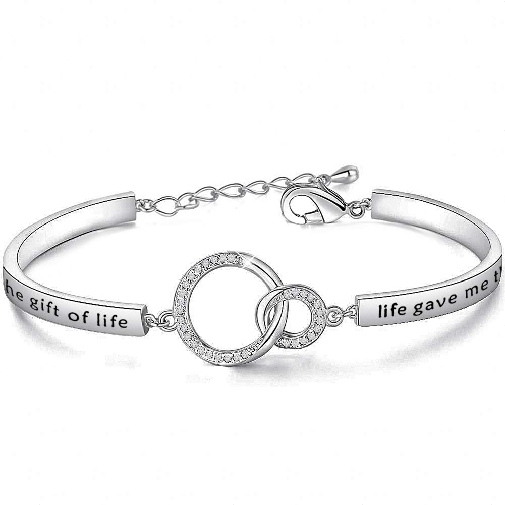 Gzrlyf Stepdaguther Bracelet Bonus Daughter Gifts for Daughter in Law Stepdaughter Wedding Gifts I Didn't Give You the Gift of Life Life Gave Me the Gift of You (White Gold)