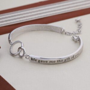 Gzrlyf Stepdaguther Bracelet Bonus Daughter Gifts for Daughter in Law Stepdaughter Wedding Gifts I Didn't Give You the Gift of Life Life Gave Me the Gift of You (White Gold)