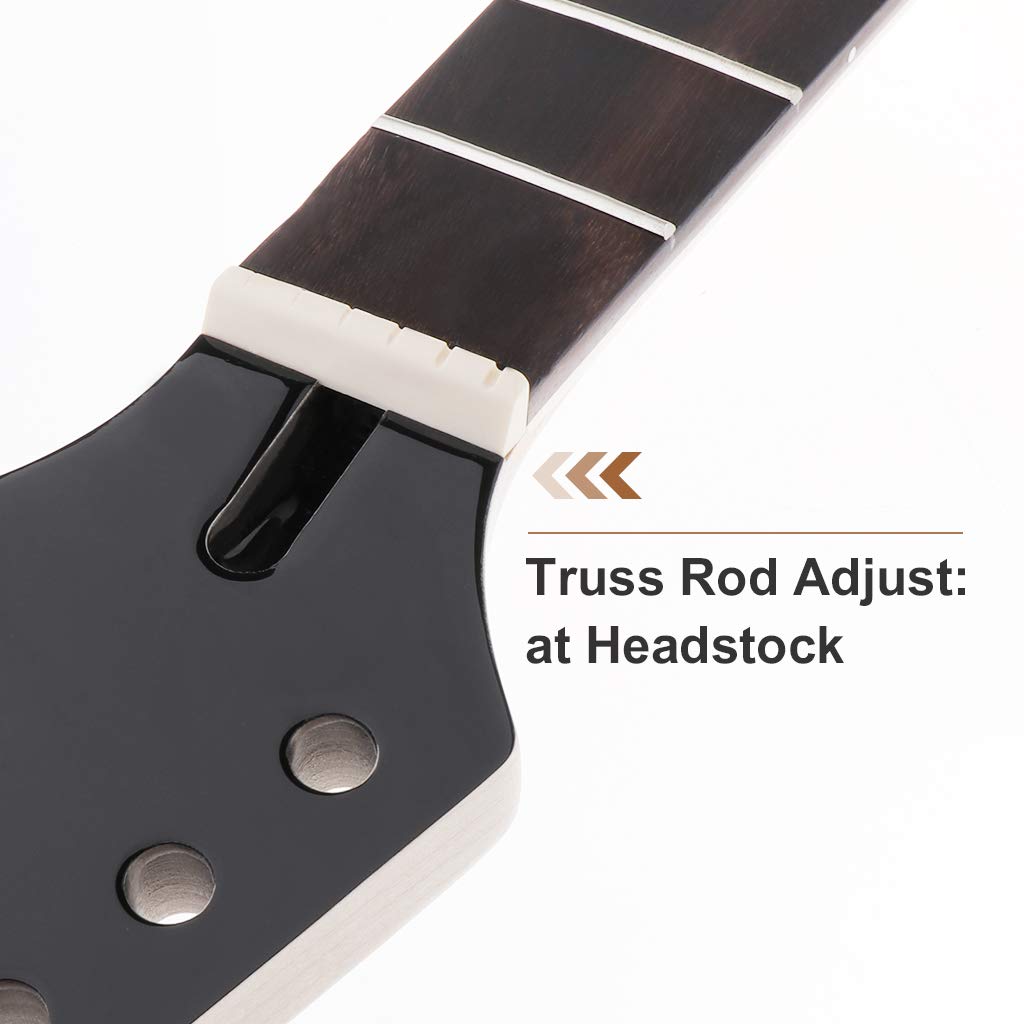 Electric Guitar Neck Maple Head Rosewood Fretboard 24 Fret for IBZ Parts Replacement Black