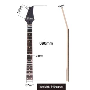 Electric Guitar Neck Maple Head Rosewood Fretboard 24 Fret for IBZ Parts Replacement Black