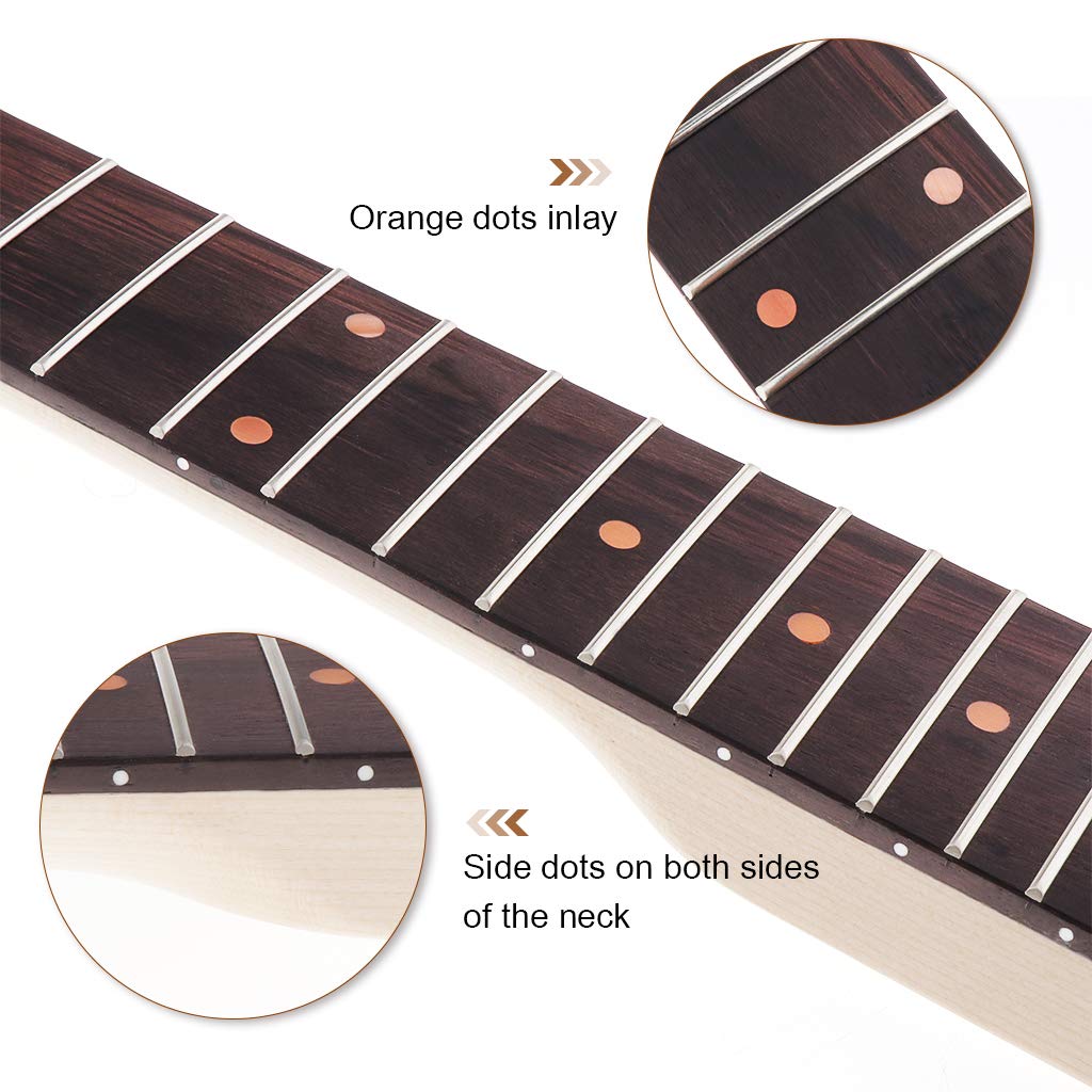 Electric Guitar Neck Maple Head Rosewood Fretboard 24 Fret for IBZ Parts Replacement Black