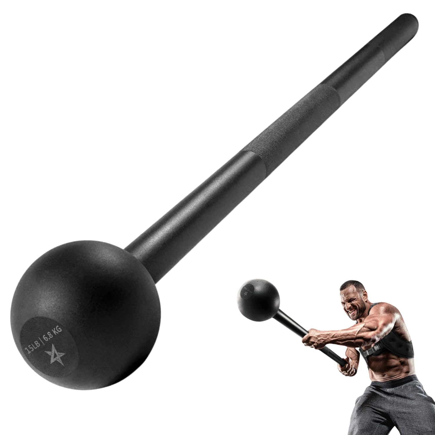 Yes4All Steel Mace Bell for Strength Training, Shoulder, Grips & Forearms Workouts - 15 Pounds