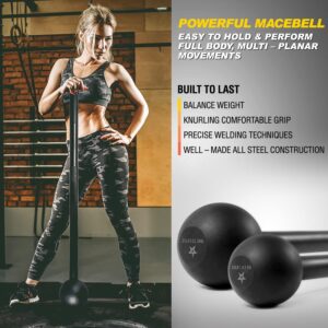 Yes4All Steel Mace Bell for Strength Training, Shoulder, Grips & Forearms Workouts - 15 Pounds