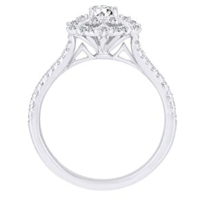 5/8 Carat Round White Natural Diamond Snowflake Engagement Ring 14k Solid White Gold (I-J Color, I2-I3 Clarity, 0.63 Cttw) Ring Size-8