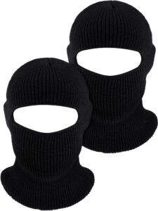 willbond 2 pieces 1-hole knitted ski full face covering, adult winter balaclava warm knitted full face covering for outdoor sports black, 38 x 22 cm/ 14.96 x 8.66 inches (black)