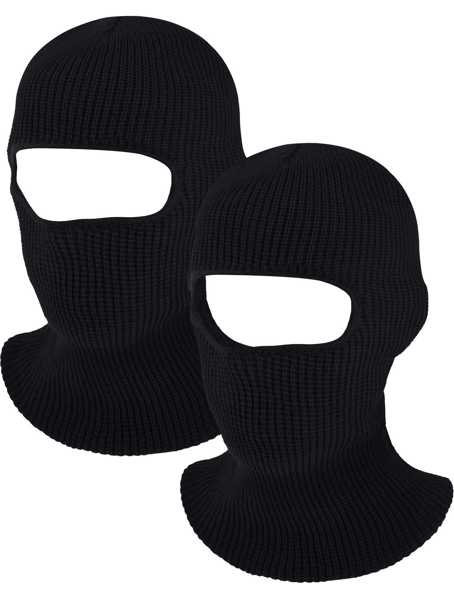 WILLBOND 2 Pieces 1-Hole Knitted Ski Full Face Covering, Adult Winter Balaclava Warm Knitted Full Face Covering for Outdoor Sports Black, 38 x 22 cm/ 14.96 x 8.66 inches (Black)