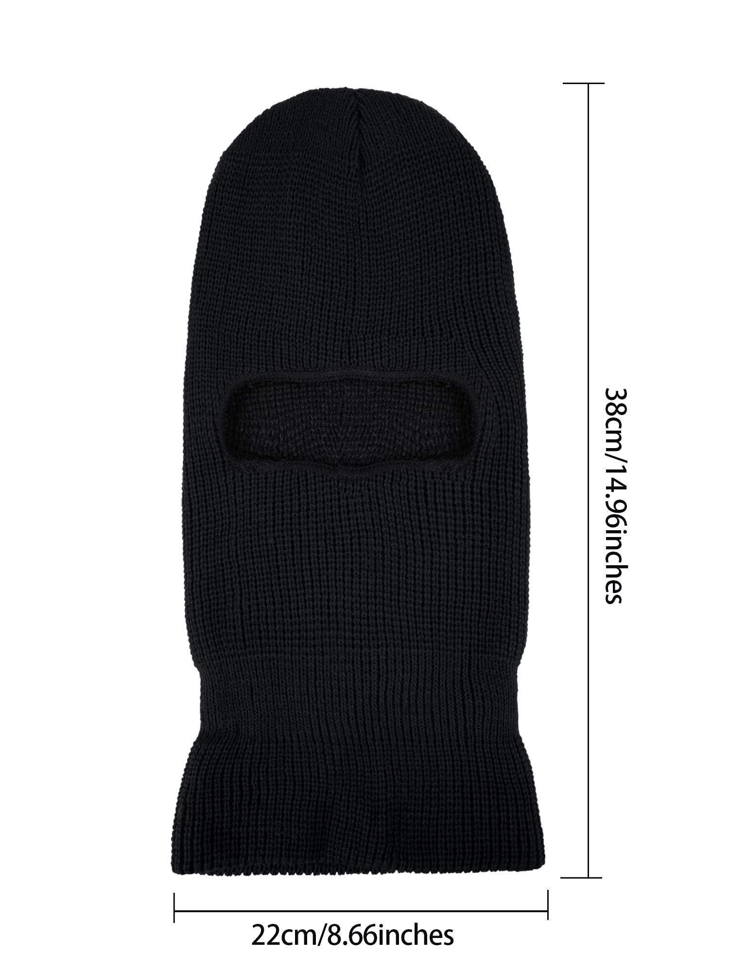 WILLBOND 2 Pieces 1-Hole Knitted Ski Full Face Covering, Adult Winter Balaclava Warm Knitted Full Face Covering for Outdoor Sports Black, 38 x 22 cm/ 14.96 x 8.66 inches (Black)