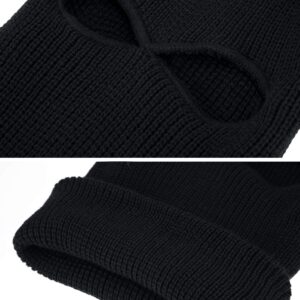 WILLBOND 2 Pieces Knitted Full Face Cover 2-Hole Winter Ski Balaclava Face Covering for Adult Supplies (Black)