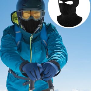 WILLBOND 2 Pieces Knitted Full Face Cover 2-Hole Winter Ski Balaclava Face Covering for Adult Supplies (Black)