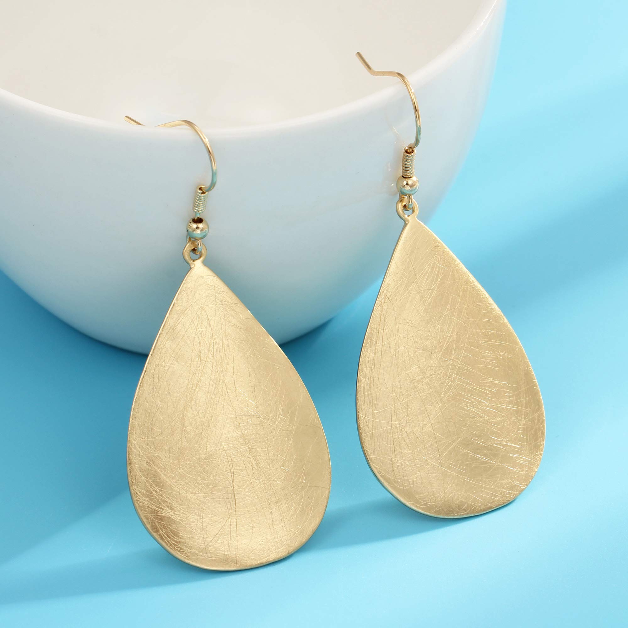 BIRSTONE Handmade Teardrop Earrings with Brushed Finished Dangle Earrings Princess Jasmine Halloween Costume Earrings