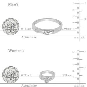 Dazzlingrock Collection 0.15 ctw Round White Diamond Halo Style Trio Ring Set in 925 Sterling Silver, Women Size 8 & Men Size 11