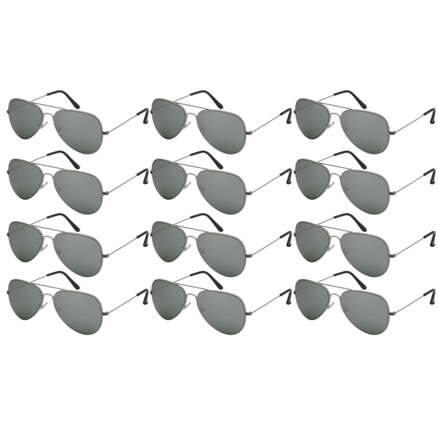 Edge I-Wear 12 Pack Aviators Bulk Sunglass Men Pilot Spring Hinge Wholesale Sunglasses (N25095A-M)