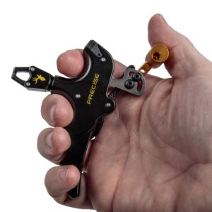 Trophy Ridge Precise Bow Archery Release - 4-Finger Design for Full Drawing Power, Torque-Free 360° Rotation, Smooth Release, Adjustable Thumb Trigger and Caliper Tension, Sling Wrist Strap Included