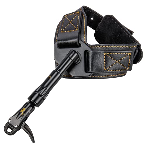 Trophy Ridge Shootout Compact Dual-Caliper Archery Bowhunting Release - 360° Swivel Arm, Adjustable Length, Trigger Travel Tuning, Premium Leather Buckle Strap, Black