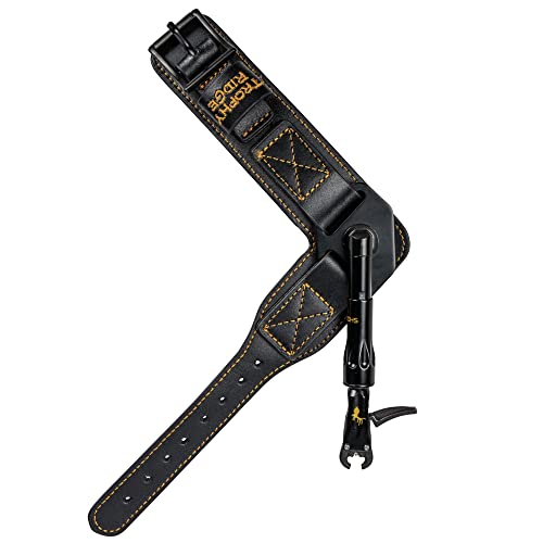 Trophy Ridge Shootout Compact Dual-Caliper Archery Bowhunting Release - 360° Swivel Arm, Adjustable Length, Trigger Travel Tuning, Premium Leather Buckle Strap, Black