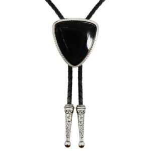 laxpicol vintage western cowboy black stone bolo tie for men