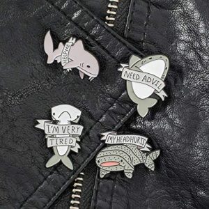 Enamel Pins Set Cute Cartoon Brooches Lapel Badge Women Clothing Bag Decor (Shark)