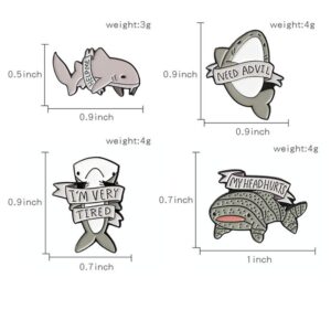 Enamel Pins Set Cute Cartoon Brooches Lapel Badge Women Clothing Bag Decor (Shark)