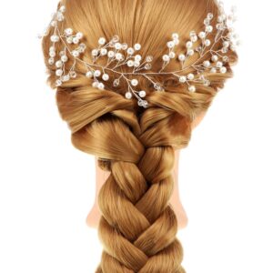 WILLBOND Flower Girl Headpiece - Princess Headband with Pearls for Wedding, First Communion, Hair Accessory