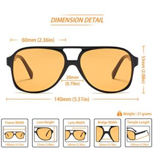 Freckles Mark Vintage Retro 70s Sunglasses for Women Men Classic Large Square Aviator Trendy Glasses (Tinted Yellow, Millimeters, 60)