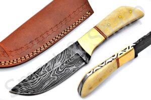 smart & sharp custom handmade damascus steel hunting knife/skinning knife aa-17280 (natural bone)