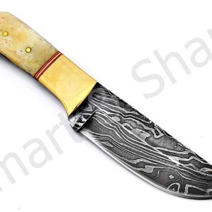 Smart & Sharp Custom Handmade Damascus Steel Hunting Knife/Skinning Knife AA-17280 (Natural Bone)