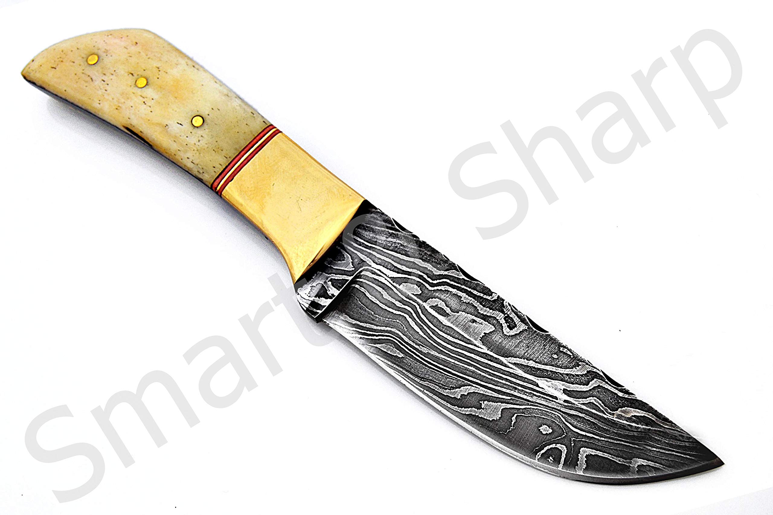 Smart & Sharp Custom Handmade Damascus Steel Hunting Knife/Skinning Knife AA-17280 (Natural Bone)