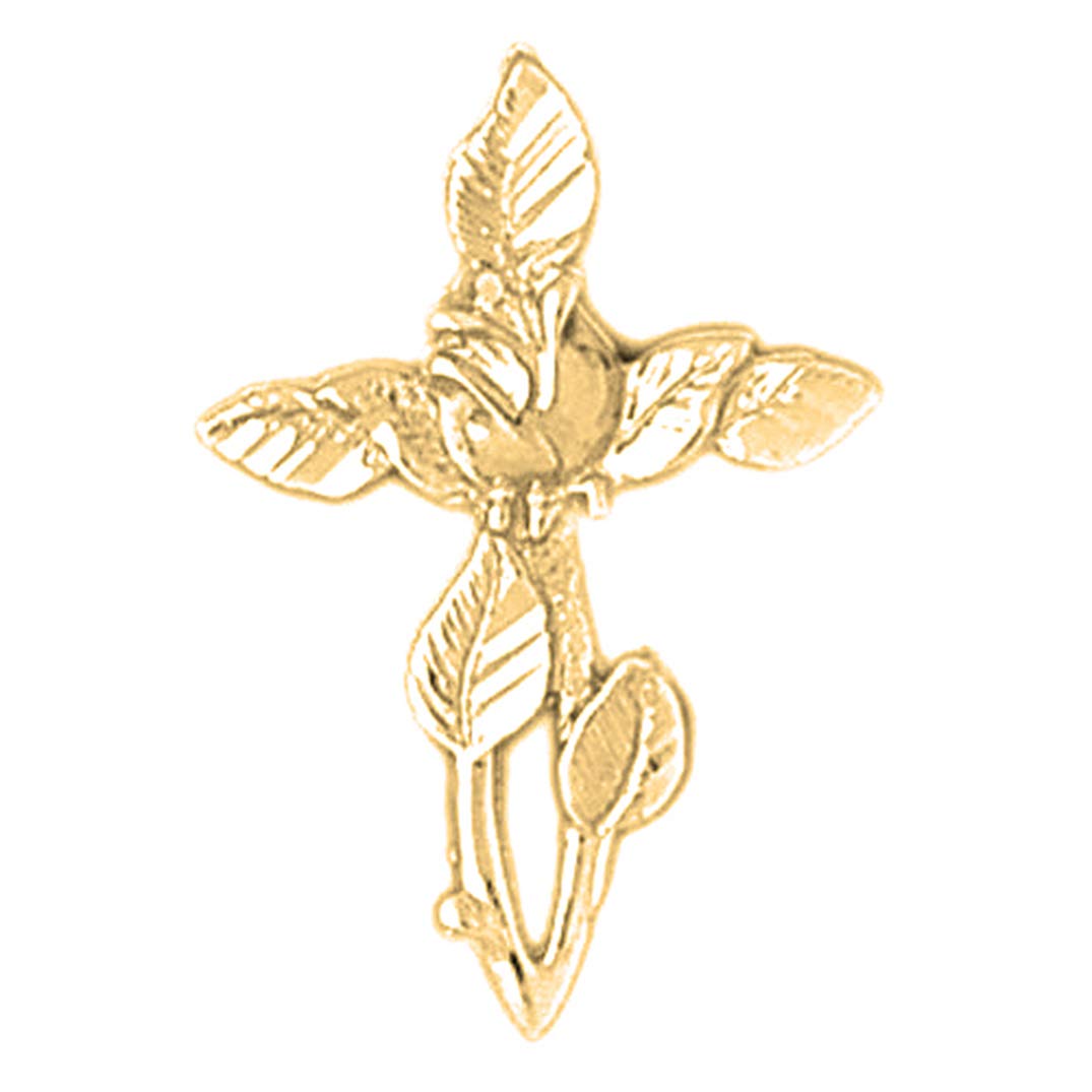 Jewels Obsession Silver Cross With Rose Pendant | 14K Yellow Gold-plated 925 Silver Cross With Rose Pendant