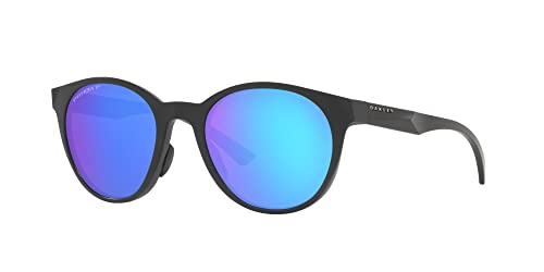 Oakley Women's Oo9474 Spindrift Round Sunglasses, Matte Carbon/Prizm Sapphire Polarized, 52 mm