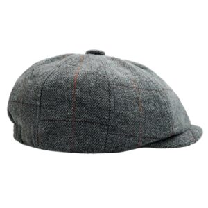 Charmylo Newsboy Cap Gatsby Baker Boy Hat Flat Caps Tweed Adjustable Peaky Herringbone Cloth Cap Hat Grey