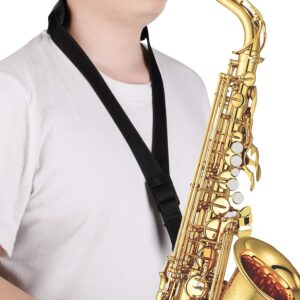 Focusound Upgraded Length Tenor Saxophone Neck Strap Soft Sax Leather Strap Padded for Alto and Tenor Saxophone