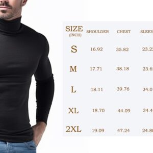 SALNIER Men Basic Turtleneck Slim Fit Long Sleeve Pullover Top Solid Thermal Knitted T-Shirt Sweaters Soft Lightweight Shirt (Black, M)