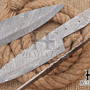 HUNTEX Unique Custom Handmade Hand-Forged Twist Pattern Damascus Steel 12 Inch Long Full Tang Razor Sharp Hunting Kitchen Blank Blade Knife