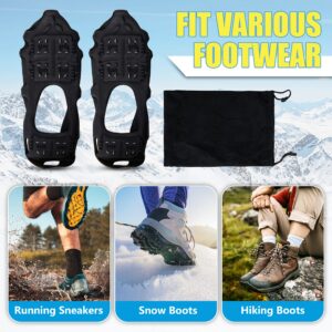 Ice Snow Cleats for Shoes Boots Walk Traction Cleats Crampons Anti Slip 24 Studs Ice Cleat Slip-on Stretch Footwear Grippers for Women Men Kids Walking on Snow Ice