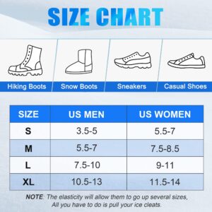 Ice Snow Cleats for Shoes Boots Walk Traction Cleats Crampons Anti Slip 24 Studs Ice Cleat Slip-on Stretch Footwear Grippers for Women Men Kids Walking on Snow Ice