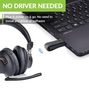 Avantree DG59M - Bluetooth Headphones with Mic for PS5 & PS4, Wireless Headset with USB Adapter for PC, Laptop, Computer, Gaming & Working from Home, Support in-Game Audio, 40hrs Play Time