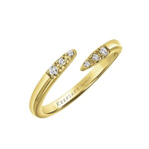 Bypass Ring for Women with Offset Diamond Pointed Tips in 18k Yellow Gold Vermeil 1/20ct (I-J Color, I3 Clarity), Size 5, by Keepsake