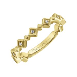 stackable ring for women with diamond accented alternating diamond shapes 18k yellow gold vermeil 1/20ct (i-j color, i3 clarity), size 9, by keepsake