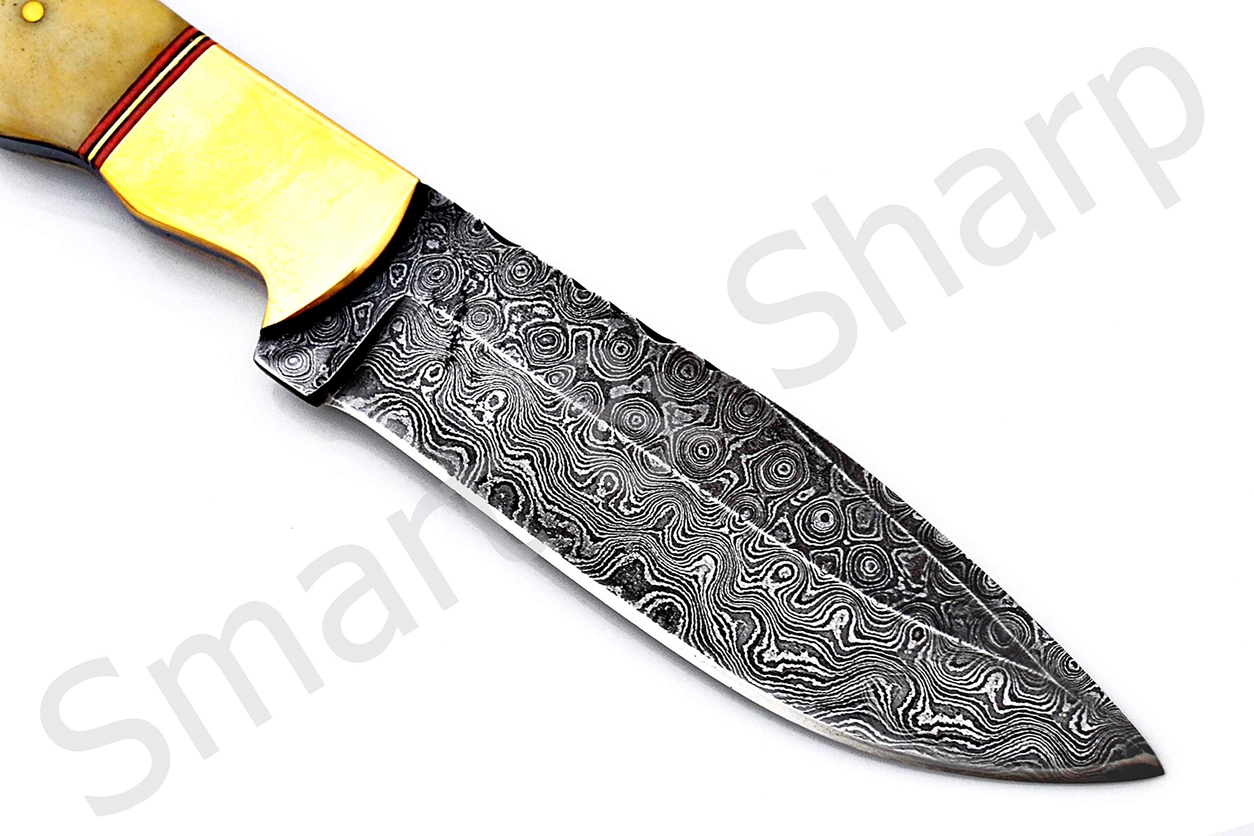 Smart & Sharp Custom Handmade Damascus Steel Hunting Knife/Skinning Knife AA-17285 (Natural Bone)