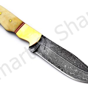 Smart & Sharp Custom Handmade Damascus Steel Hunting Knife/Skinning Knife AA-17285 (Natural Bone)