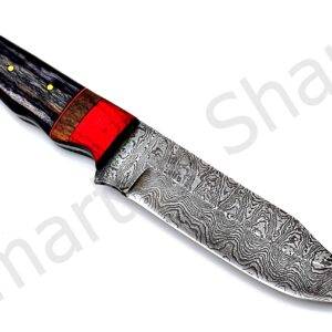 Smart & Sharp Custom Handmade Damascus Steel Hunting Knife/Skinning Knife AA-17284 (Black Wood)