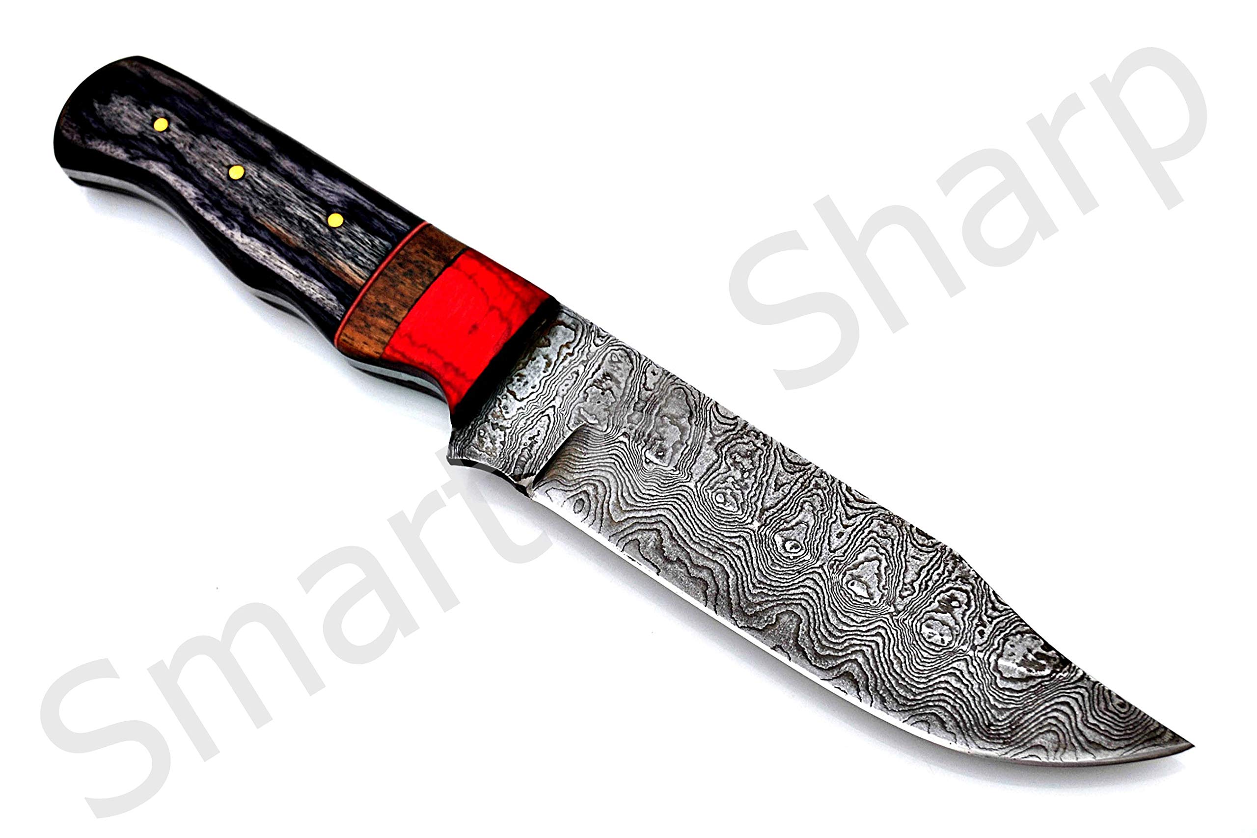 Smart & Sharp Custom Handmade Damascus Steel Hunting Knife/Skinning Knife AA-17284 (Black Wood)