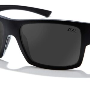 Zeal Optics Ridgway Rectangular Sunglasses, Matte Black/Polarized Dark Grey Lens, One Size