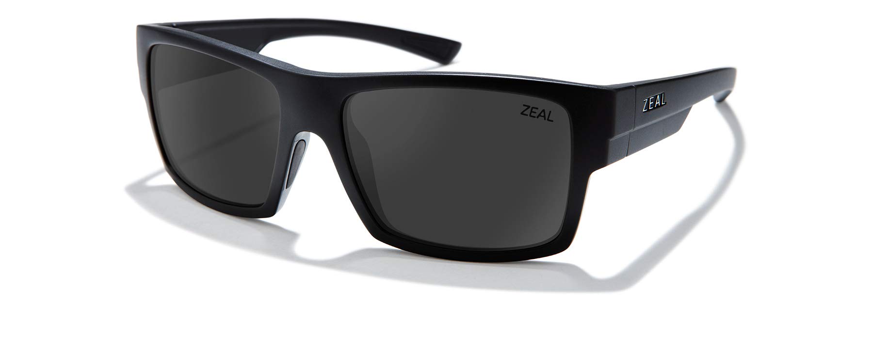 Zeal Optics Ridgway Rectangular Sunglasses, Matte Black/Polarized Dark Grey Lens, One Size