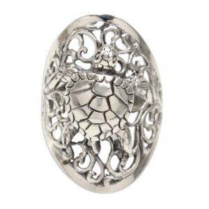 novica artisan handmade sterling silver cocktail ring sea turtle from bali no stone indonesia animal themed frog turtleturtlesea life [ring front 1.3 in l x 0.9 in w x 0.3 in h band width 3 mm w] '