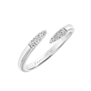 Bypass Ring for Women with Offset Diamond Pointed Tips in 925 Sterling Silver 1/20ct (I-J Color, I3 Clarity), Size 7, by Keepsake